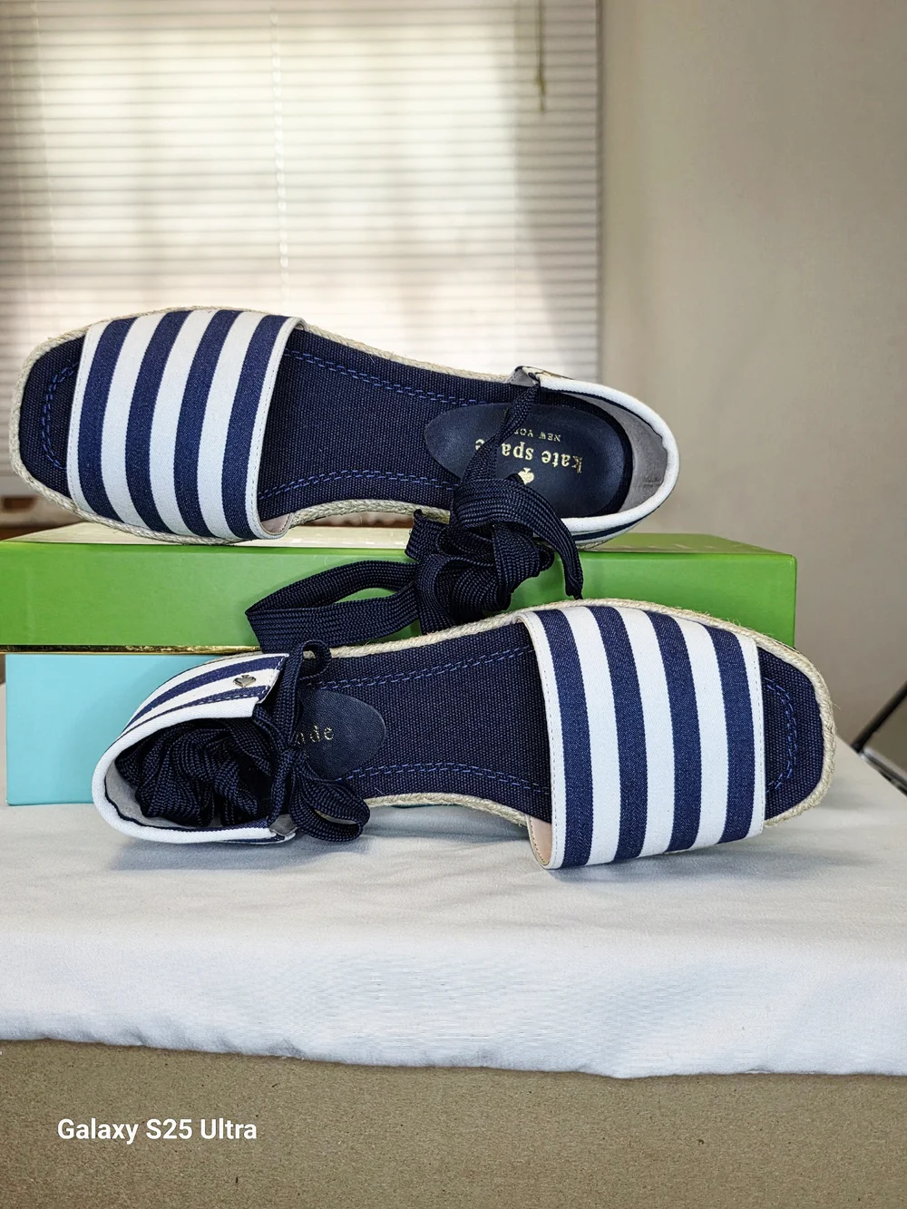 Kate Spade Chandra Espadrille Sandals In Navy/White  Size 7M
